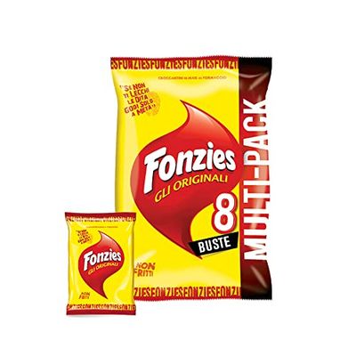 Fonzies Gli Originali, Croccantini di Mais al Formaggio, Cotti al Forno, 188g (multipack 8 bustine da 23,5g)