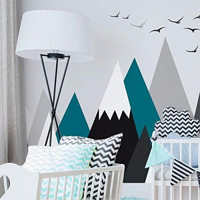 Annuska - Adhesivo decorativo para pared, diseño de montañas escandinavas, 115 x 230 cm