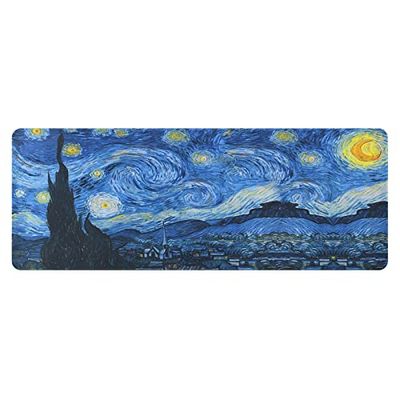 Tofun Alfombrilla de ratón Van Gogh con diseño de noche estrellada extendida para juegos, 79.8 cm x 30.0 cm, base de goma antideslizante, alfombrilla de mouse XL grande con bordes cosidos, alfombrilla