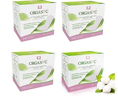 Organyc Protège Slips Pocket 100% Coton Bio Ultra Doux Peaux Sensibles 4 paquets de 24 unités (soit 96 unités au total)