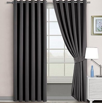 Imperial Homeware Verduisteringsgordijn met roestvrijstalen ringen en gordijnhouders, polyester, grijs, 66 x 72 cm