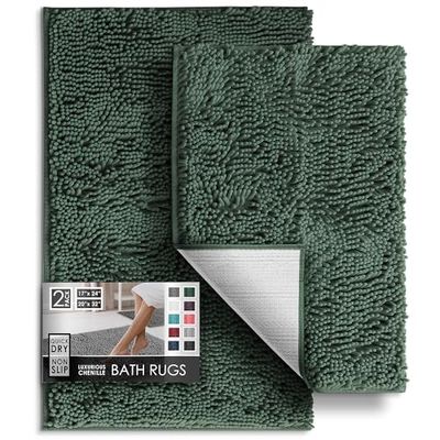 Hearth & Harbor Tapis de Salle de Bain, Tapis de Bain Chenille, Lavable en Machine, Tapis de Bain pour Salle de Bain avec Dos antidérapant, Tapis de Salle de Bain à séchage Rapide, Taille S à M, Gris