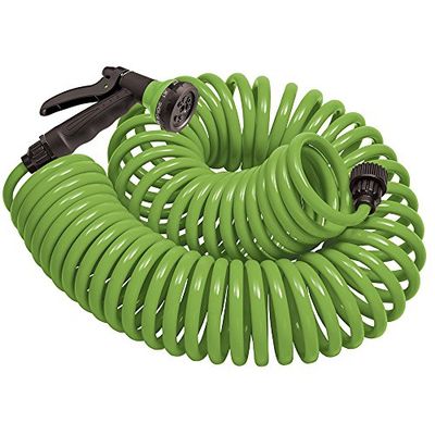 Orbit 27389 50-Foot Coil Hose with Nozzle, Lime