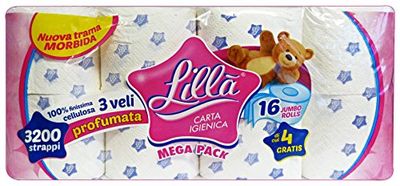 Lill LILLÀ X 16 profumata Carta igienica, Multicolore, Unica