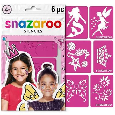 Snazaroo Herbruikbare Face Paint Fantasy Stencils, Roze, 6 Stuks