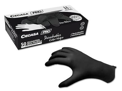 cegasa GUANTES NITRILO NEGRO PRO S/P TALLA P (8-8½) C-50