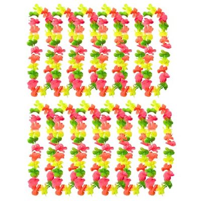UV FLOOR - Halsketting met neonbloemen, meerkleurig, premium kwaliteit, fluorescerend accessoire, feest, kostuum, 12 stuks