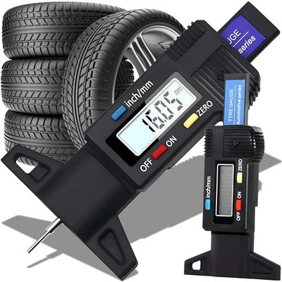 Retoo Jauge De Profondeur De Bande De Roulement Numérique, Écran Lcd Numérique, Jauge Profondeur Pneu, Plage De Mesure 0-25,4 Mm, Alimentation Pile Lr44, Pour Voiture, Moto, Voiture, Camion