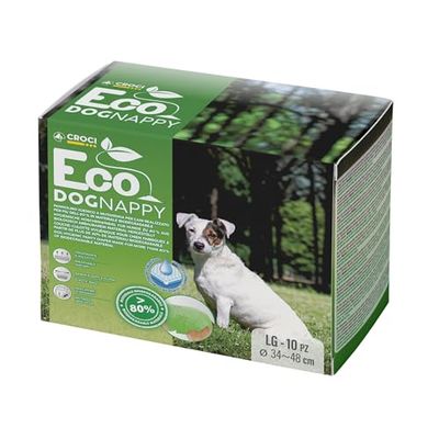Croci Eco Dog Nappy - Pañales para Perros machos, Calzoncillos para Perros para orinar, Biodegradables, antiolor, pañales Desechables para Perros, 10 Piezas, tamaño L, 34-48 cm