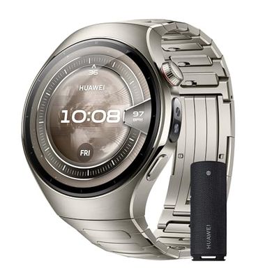 HUAWEI Watch 5, 46mm Smartwatch, + Sound Joy 2 Negro, Multi-Sensor Revolucionario X-Tap, SpO2 con la Yema del Dedo, Health Glance, ECG, HRV, eSIM, Android & iOS