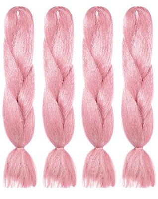 American Dream Brilliant Jumbo Kanekelon Braid for Hair Weaves, Dreads and Avant Garde Creative Styling, Baby Pink, Pack of 4