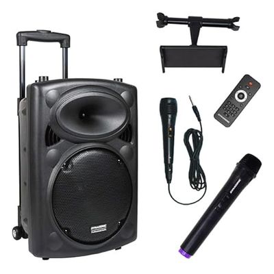 DYNASONIC - DYNAPRO 10 Plus Cassa Altoparlante Bluetooth Portatile Professionale, Potente Altoparlante Bluetooth da 500W, 2 Microfoni Karaoke e Supporto Tablet