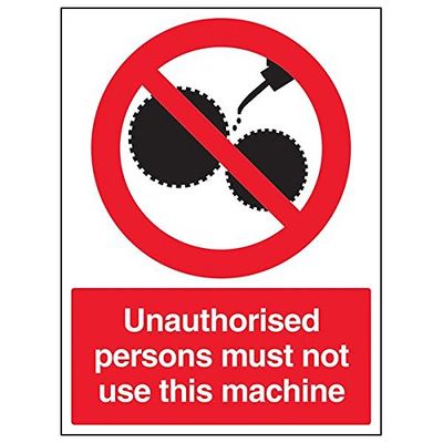 VSafety "Niet-geautoriseerde personen mogen geen machine gebruiken" -teken, pakket van 3