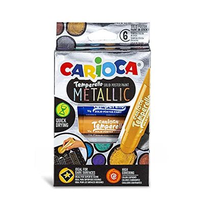 CARIOCA Temperello 42674 Lot de 6 bâtons de peinture métallisés pour affiches
