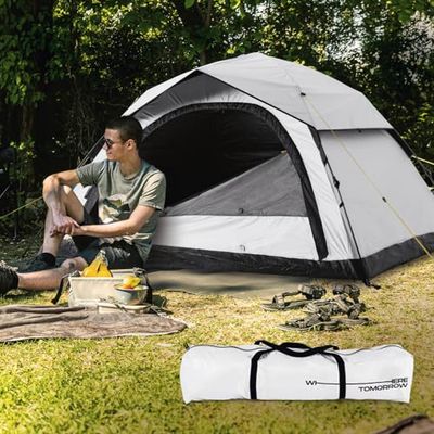 Where Tomorrow Tente Pop-up pour 4 Personnes, avec Effet rafraîchissant, pour Camping, extérieur, Festival et fête, Tente dôme avec Protection Solaire et Protection Contre la Pluie, légère et étanche
