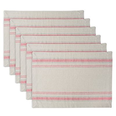 DII - Tops de mesa com riscas francesas, 100% algodão, vermelho, Placemat