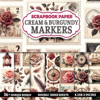 Cream & Burgundy Markers Scrapbook Paper: Elegant Markers Craft Paper For Gift Wrapping, Decoupage, Ephemera, and Journaling