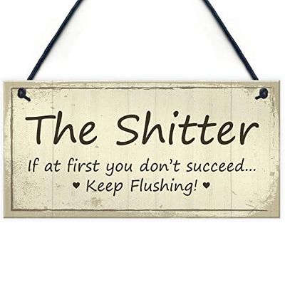 RED OCEAN Funny Rude Toilet Loo Sign Plaque Accessories Novelty Bathroom Decorations Home Decor Funny New Home Gift