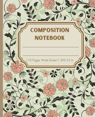 aesthetic floral vintage: composition notebook wide ruled vintage notebook orange