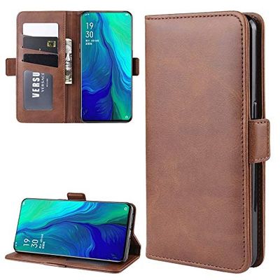 LICHONGGUI For OPPO Reno Zoom de 10x / OPPO Reno 5G Doble Hebilla Caballo Loco de Negocios del teléfono móvil de la pistolera con función Soporte de la Tarjeta Monedero (Color : Brown)