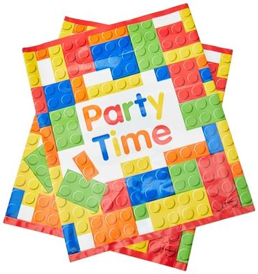 Unique Party 58243 - Bouwstenen Verjaardagsfeesttassen, 8 stuks