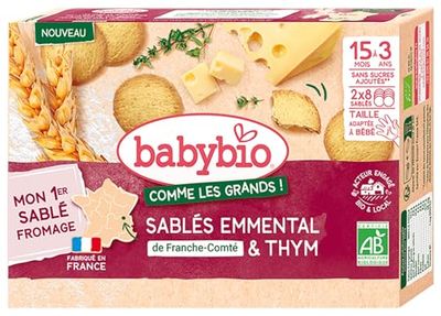 BABYBIO - Sablés Emmental de Franche-Comté Thym – BIO – 72g – dès 15 mois