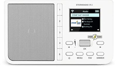 TechniSat STERNRADIO IR 2 – Radio Internet compacte (WLAN, écran Couleur, réveil, Mise en Veille, AUX, Snooze, Touches de sélection directe, contrôle de l'application) Blanc