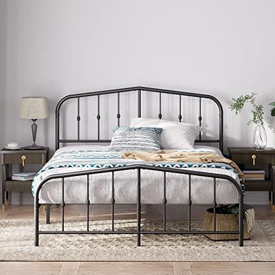 Zinus Heidi - Cama de 160 x 200 cm, 31 cm de Altura, Cama King - Marco de Cama de Metal con cabecera y pie de Cama, Color Negro