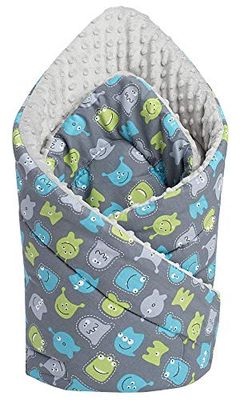 Medi Partners Oreiller Minky 100% Coton 75x75cm Gigoteuse bébé Double Face Doux Toute l'année Multifonction hypoallergénique pour bébés (Créatures avec Gris Minky)
