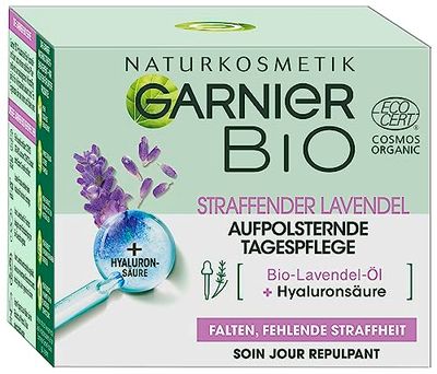 Garnier Vitamina, vitamina E, bio anti-rugas, cuidado facial antienvelhecimento, com lavanda orgânica, cosméticos naturais para todos os tipos de pele, 1 x 50 ml