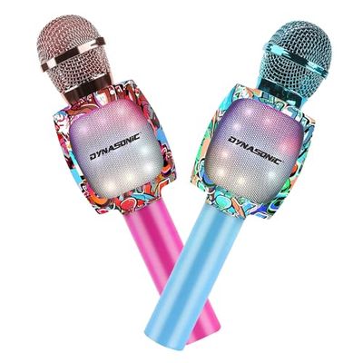 DYNASONIC Micrófono Karaoke Bluetooth, Juguetes para niños y niña Microfono Inalámbrico Karaoke Portátil con Luces LED para Niños, Regalos Originales niños (Pack 2 Micros)