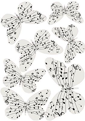 Décoration adhésive 7 Papillons 3D Prelude - Notes de Musique