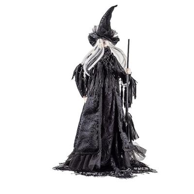 DRW Figura de una Bruja Vestida de Negro con Traje de Tela de 53 cm