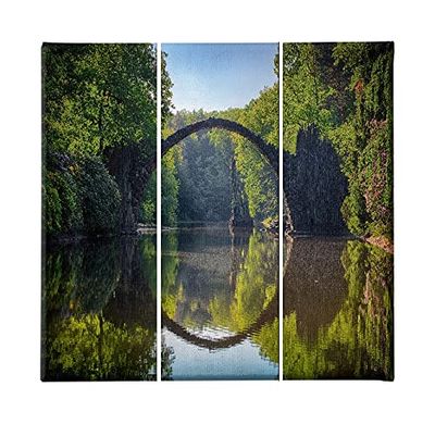 Homemania Brugfoto, 3-delig, natuur en landschappen per woonkamer, kinderkamer, meerkleurig, 69 x 3 x 50 cm, HM203PKNV-23, polyester, hout