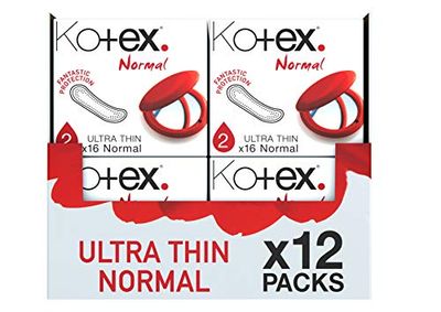 Kotex Ultra Thin Pad - normal - 12 embalagens (16 almofadas por pacote)