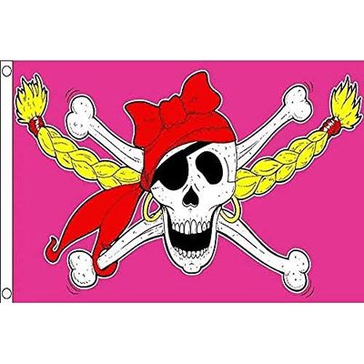 AZ FLAG - Bandera Chica Pirata - 150x90 cm - Bandera Piratas Mujer 100% Poliéster Con Ojales de Metal integrados - 110g - Colores Vivos Y Resistente A La Decoloración