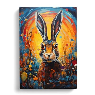 Hare Expressionism Art No.3 Canvas Print for Living Room Bedroom Home Office Décor, Wall Art Picture Ready to Hang, 30x20 Inch (76x50 cm)