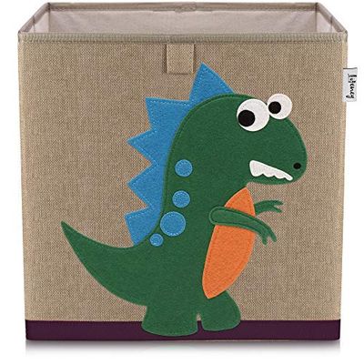 LIFENEY Scatola portaoggetti per bambini con motivo dinosauro, scatola giocattolo con motivo animale, adatta per scaffali cubi, scatola per la cameretta dei bambini, cestino portaoggetti per bambini