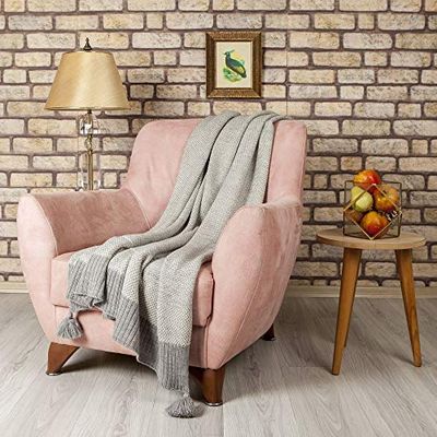 Homemania TA18007_GREY Plaid Softy, Akrylgrå, 130 x 170 cm