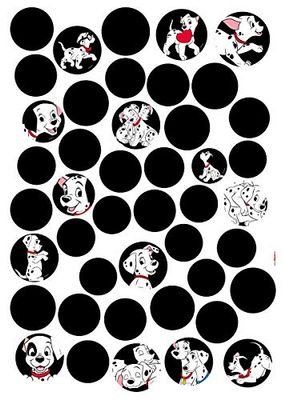 Komar Adhesivo decorativo de Disney | 101 Dálmatas | Tamaño: 50 x 70 cm (ancho x alto) | Adhesivo decorativo para pared, decoración, pegatinas, habitación de los niños | 14057h, negro/blanco