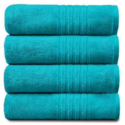 GC GAVENO CAVAILIA 4-pack handdukar för badrum – tvättbar och snabbtorkande handduksset – 100% egyptisk bomullshandduk – gymhandduk, blågrön