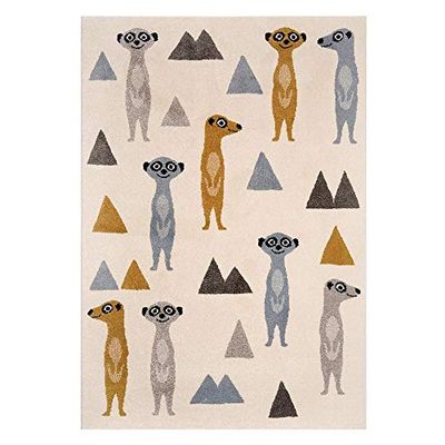 Zala Living Kindertapijt, speeltapijt, Happy Zekats, crème, kleurrijk, 120 x 170 cm, bijzonder zacht (100% polypropyleen, Öko-Tex Standard 100 gecertificeerd, geschikt voor vloerverwarming), 120 x 170 cm