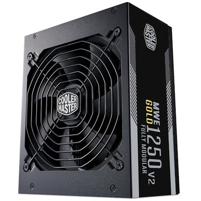 Cooler Master MWE Gold 1250 V2 ATX 3.1 Volmodulaire voeding, ATX 3.1-ondersteuning, 80 Plus Gold, 1250 watt pc-voeding, PCIe 5.1-kabel, 140 mm FDB-ventilator, hoge temperatuurdrempel