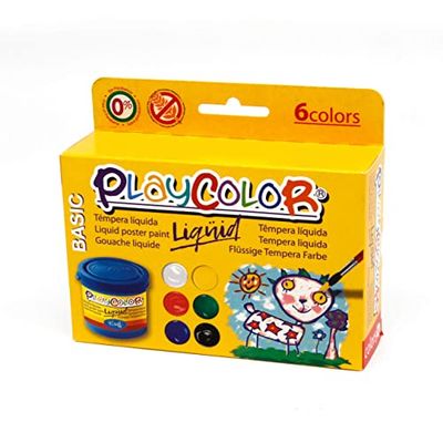 Playcolor Lot de 6 Pots de Peinture Gouache Liquide Basic - 40 ML. Couleurs Assorties 19931
