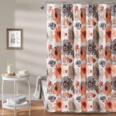Lush Decor Leah - Tenda da doccia, 183 x 183 cm, colore: corallo