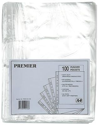 Whitebox A4 Punched Pochette - Transparent (Lot de 100)
