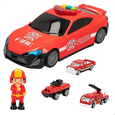 ColorBaby Speed&GO 49460 - Speed & go-lastbil Brandmän bilhållare c/3 Bilar + Figur