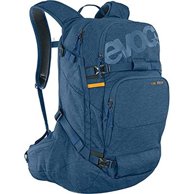 EVOC LINE PRO 30 Touring rugzak (LITESHIELD PLUS bescherming, Ski Mount, Snowboard Mount, Water Bottle Pocket, geïsoleerde schouderband, snelle toegang tot achterkant, Lawine Pocket), Denim Blue