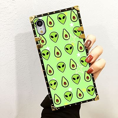 Voor iPhone Xr Square Edge Phone Case Alien Flexibele Premium Anti-kras-beschermhoes voor iPhone Xr