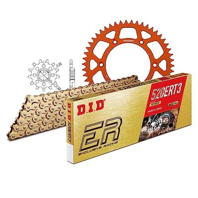 Kettingset DID Alu 520ERT2 / 118 clipslot oranje voor KTM LC4 EXC EGS SX SC Supermoto 620 cc Bj. 1994-2002